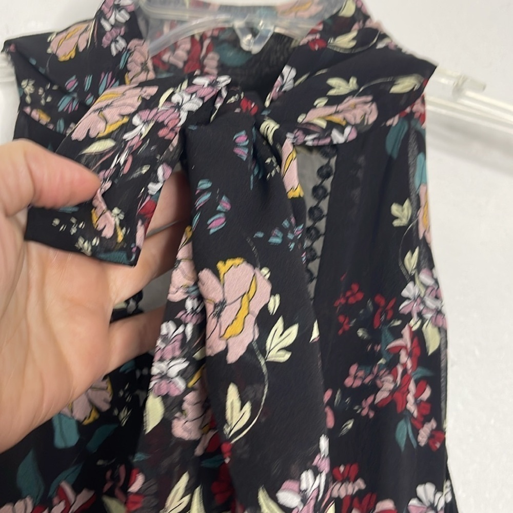 Nicholas Black Floral Print Silk Cold-Shoulder Bell Sleeve Midi Dress Size 8 - Picture 9 of 14